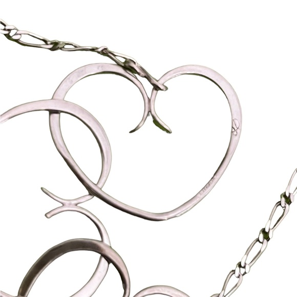 Sterling Silver Triple Interlocking Hearts Necklace, Stars & Stripes 24” - Picture 3 of 7